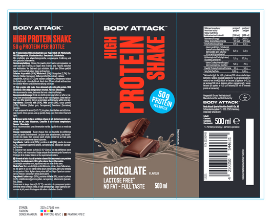 Body Attack High Protein Shake 12x500ml NEU